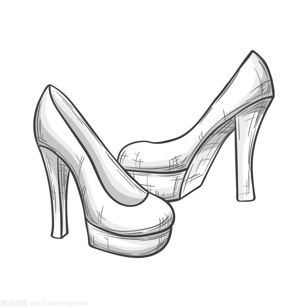 手绘女鞋素描二,许俊永--鞋业设计师网