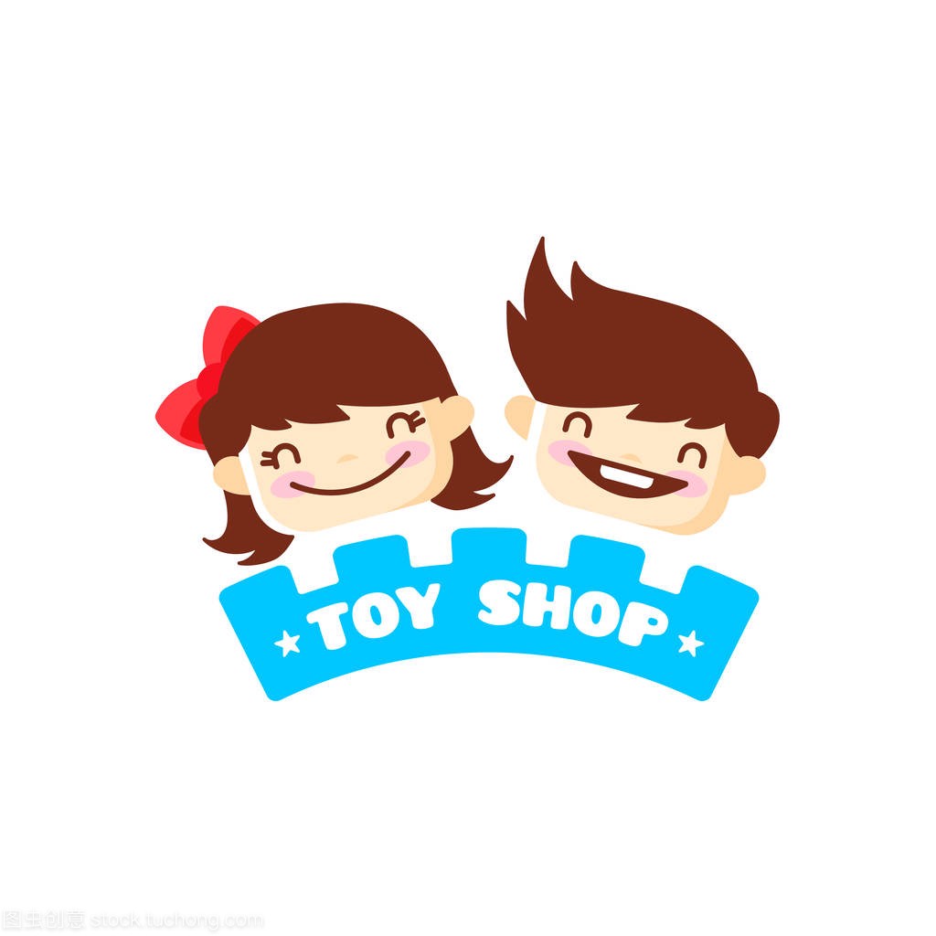 玩具女孩男孩标志开头。商店和女生头可爱的孩就英文歌曲矢量唱卡通图片