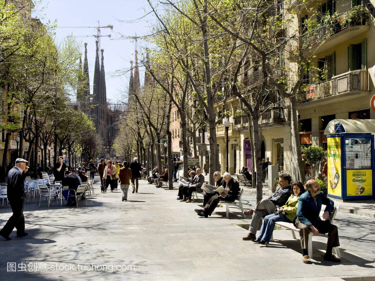 西班牙,Spain,步行街,pedestrian zone,长凳,Ben