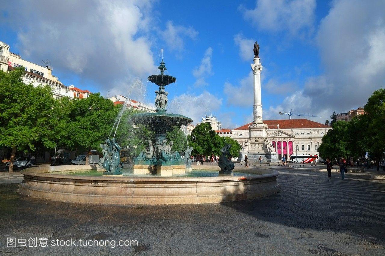 葡萄牙里斯本的rossio广场的国家剧院dmariaii