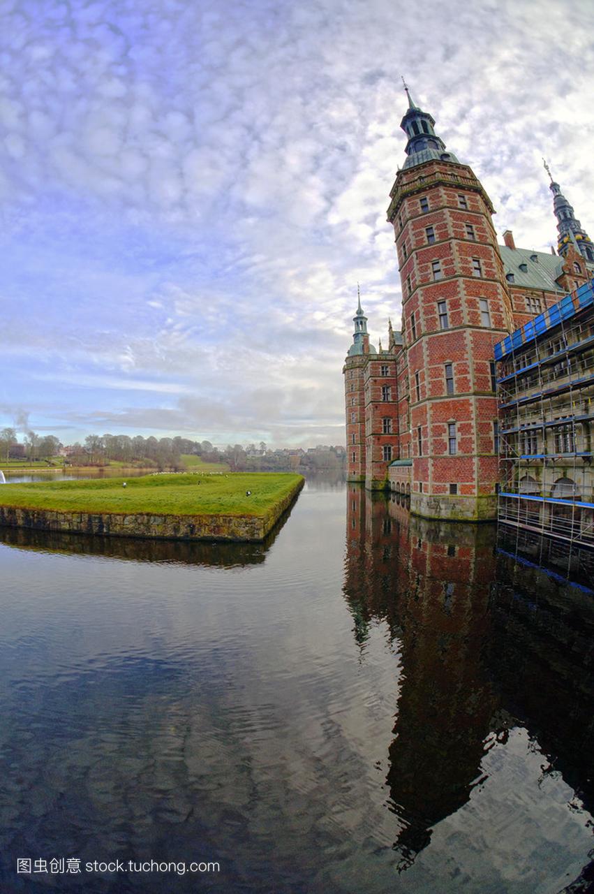 腓特烈堡城堡在丹麦首都哥本哈根附近的 Hillerod。2013 年 1 月 5 日