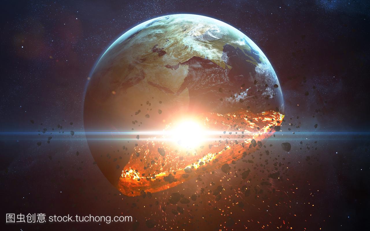 世界末日的背景-行星地球爆炸,世界末日插画,结