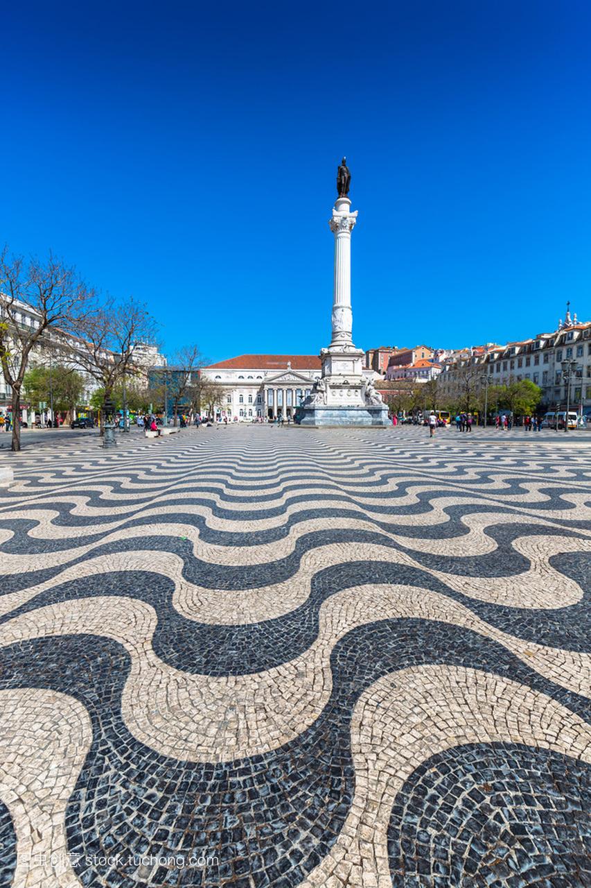 葡萄牙里斯本城市景观在 Rossio 广场