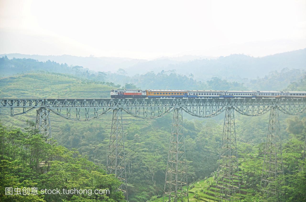 一列火车路过 Cikubang 大桥