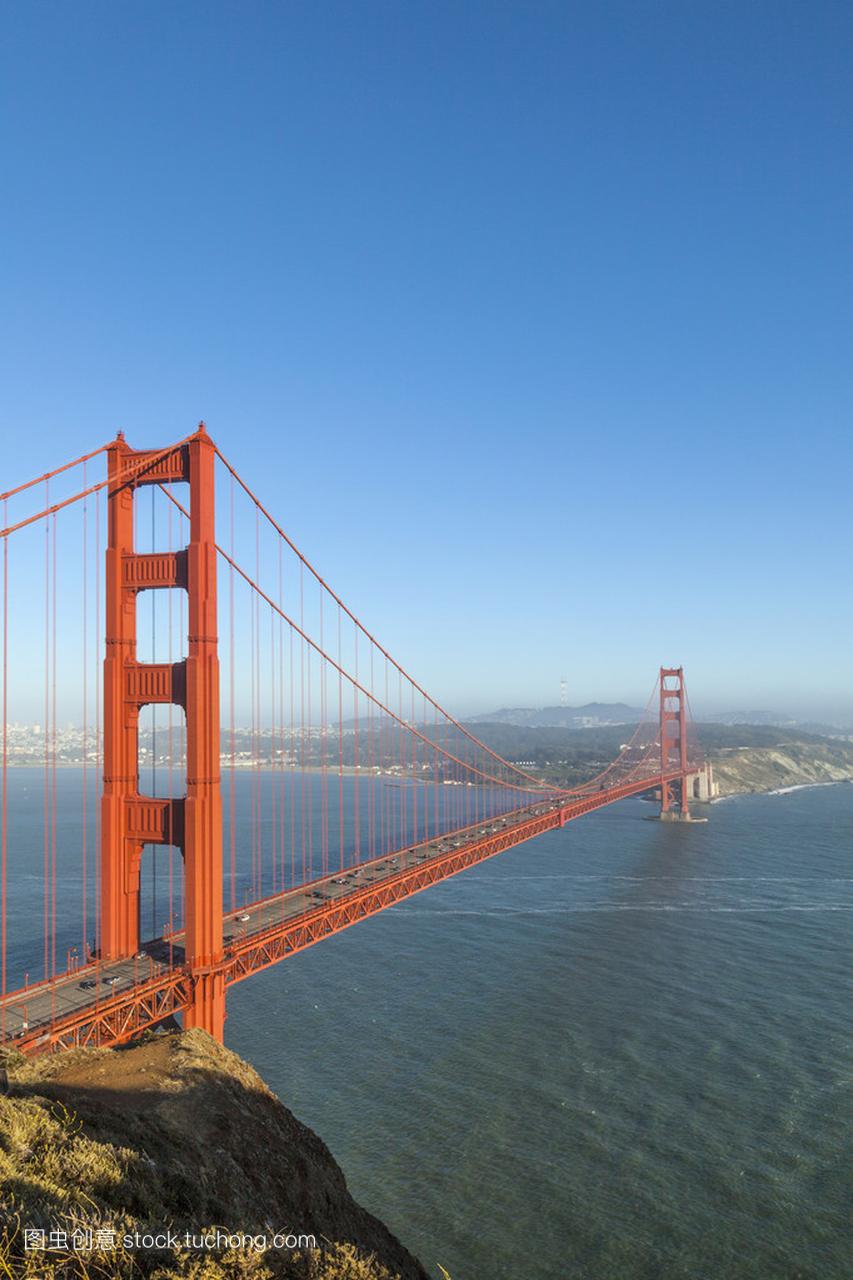 著名的旧金山金门桥在下午的光线