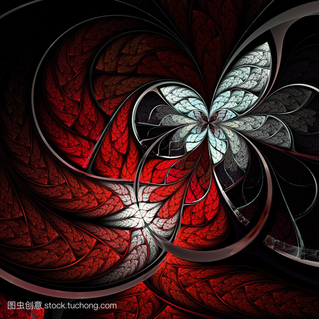 红色和黑色的蝴蝶或花,创意图形设计数码艺术
