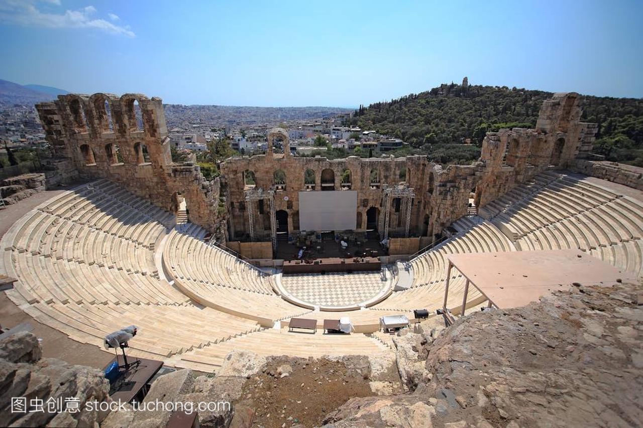 古剧场剧场的罗德阿提克斯附近希腊雅典卫城