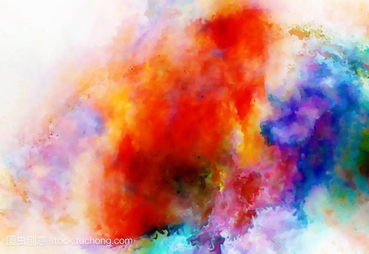 颜色空间宇宙,多色背景。水彩绘画效果