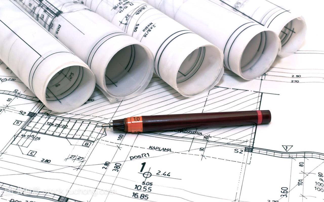 建筑师卷和计划蓝图规划的内饰设计施工房地产