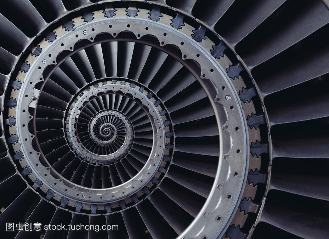 涡轮叶片翅膀螺旋效果抽象的分形图案背景。螺