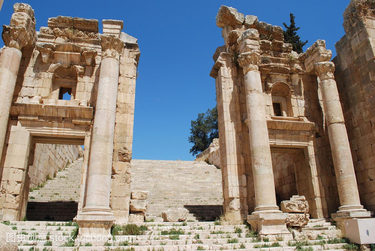 古杰拉什。格拉古希腊罗马城市在约旦的废墟