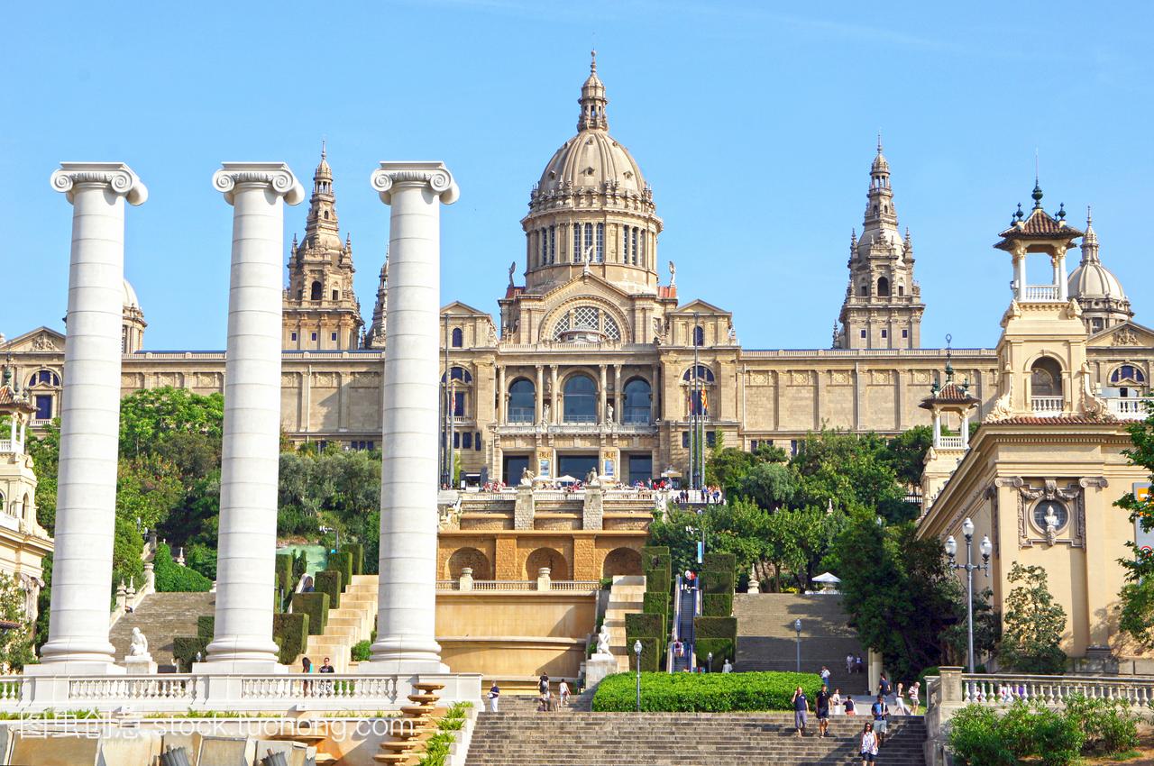 国家博物馆在广场 espanya 西班牙,巴塞罗那。