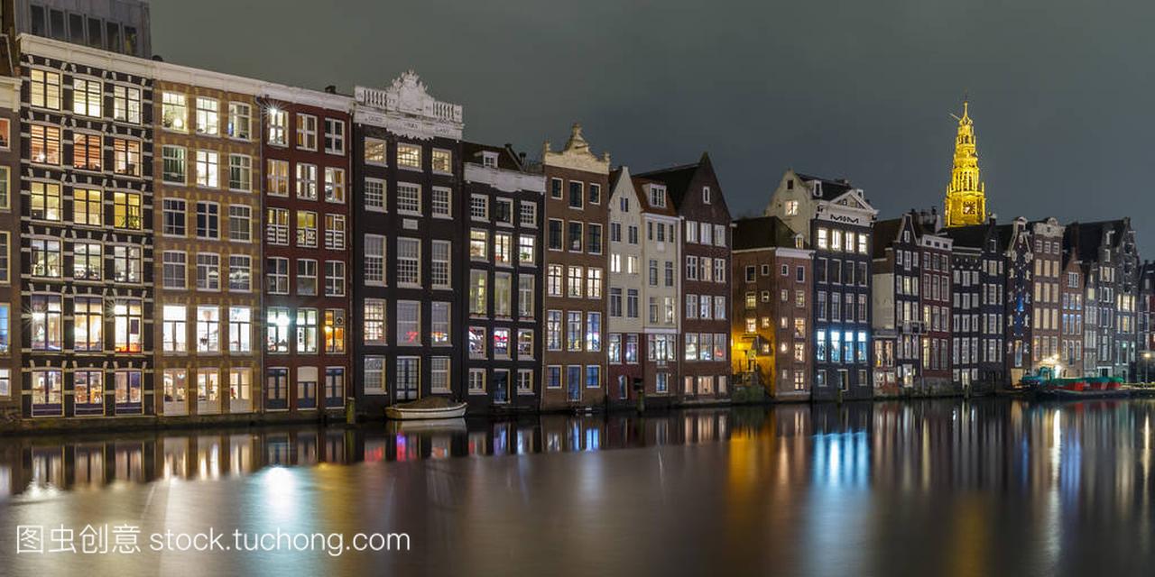 阿姆斯特丹著名的运河城市景观