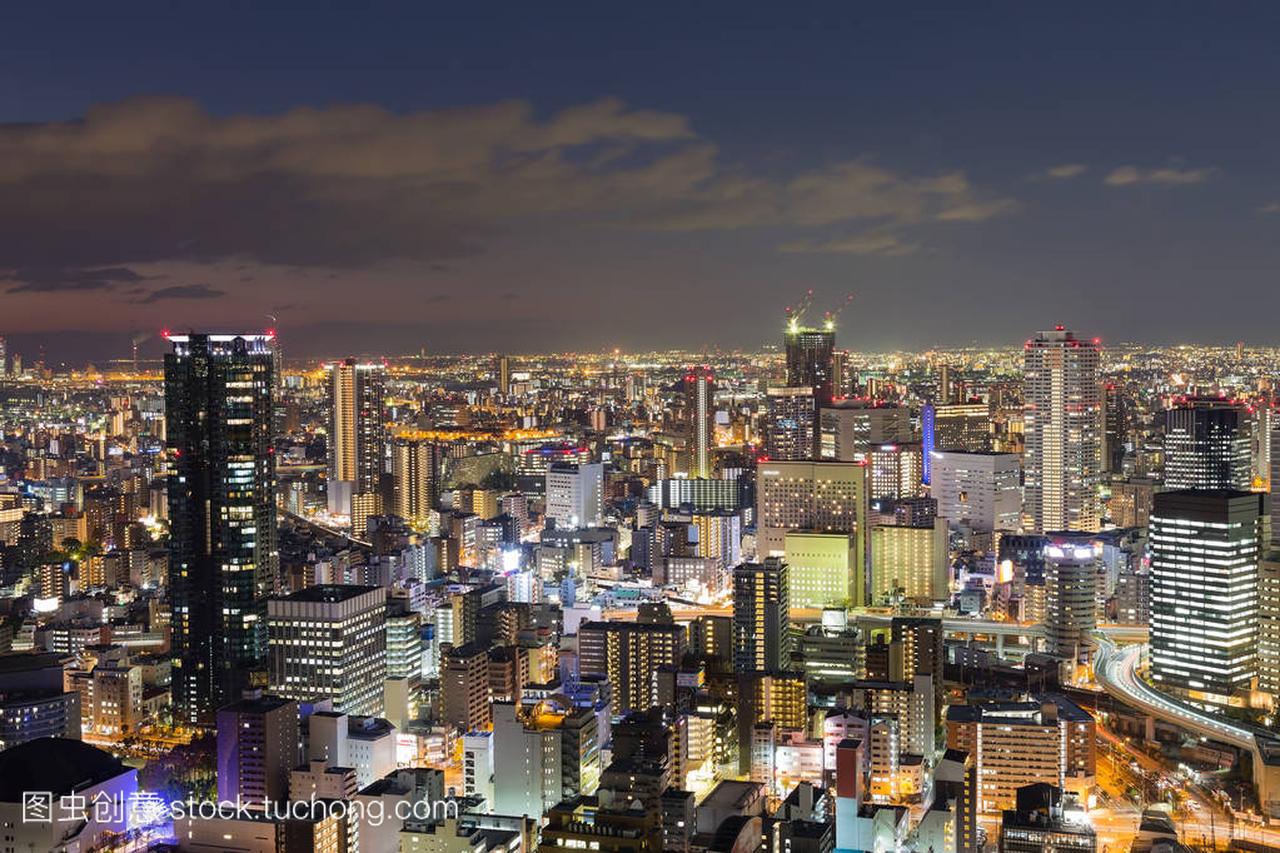 大阪城市夜间灯光,市容繁华夜景