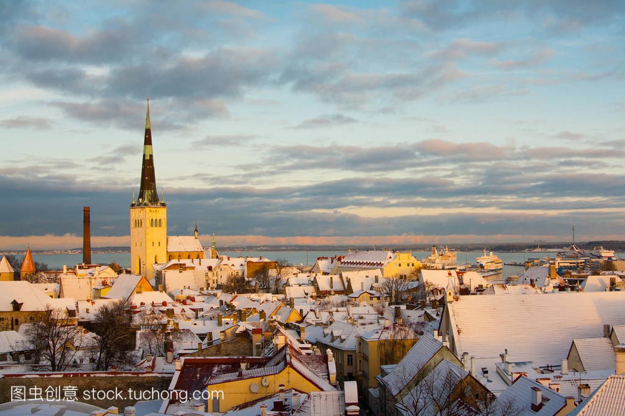 晚上的意见新年除夕,爱沙尼亚的塔林