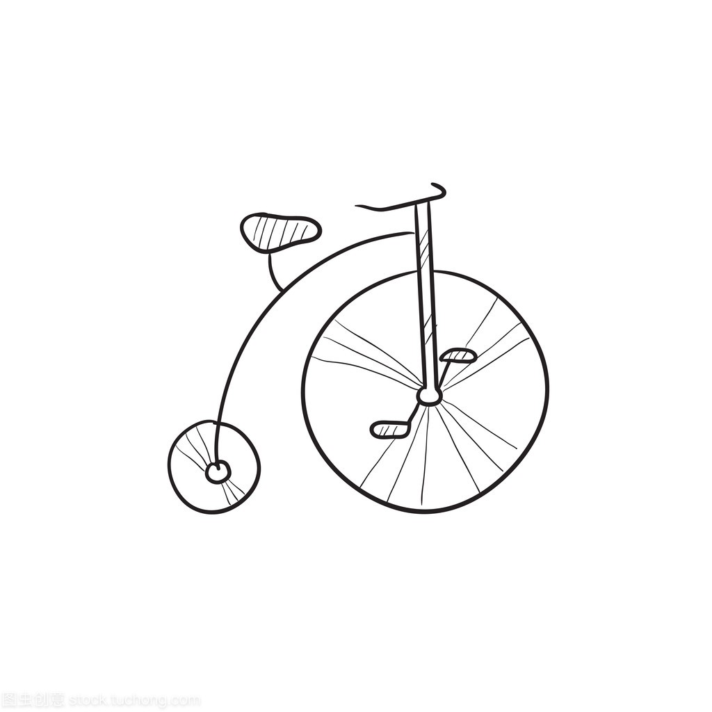 旧自行车与大轮子素描图标