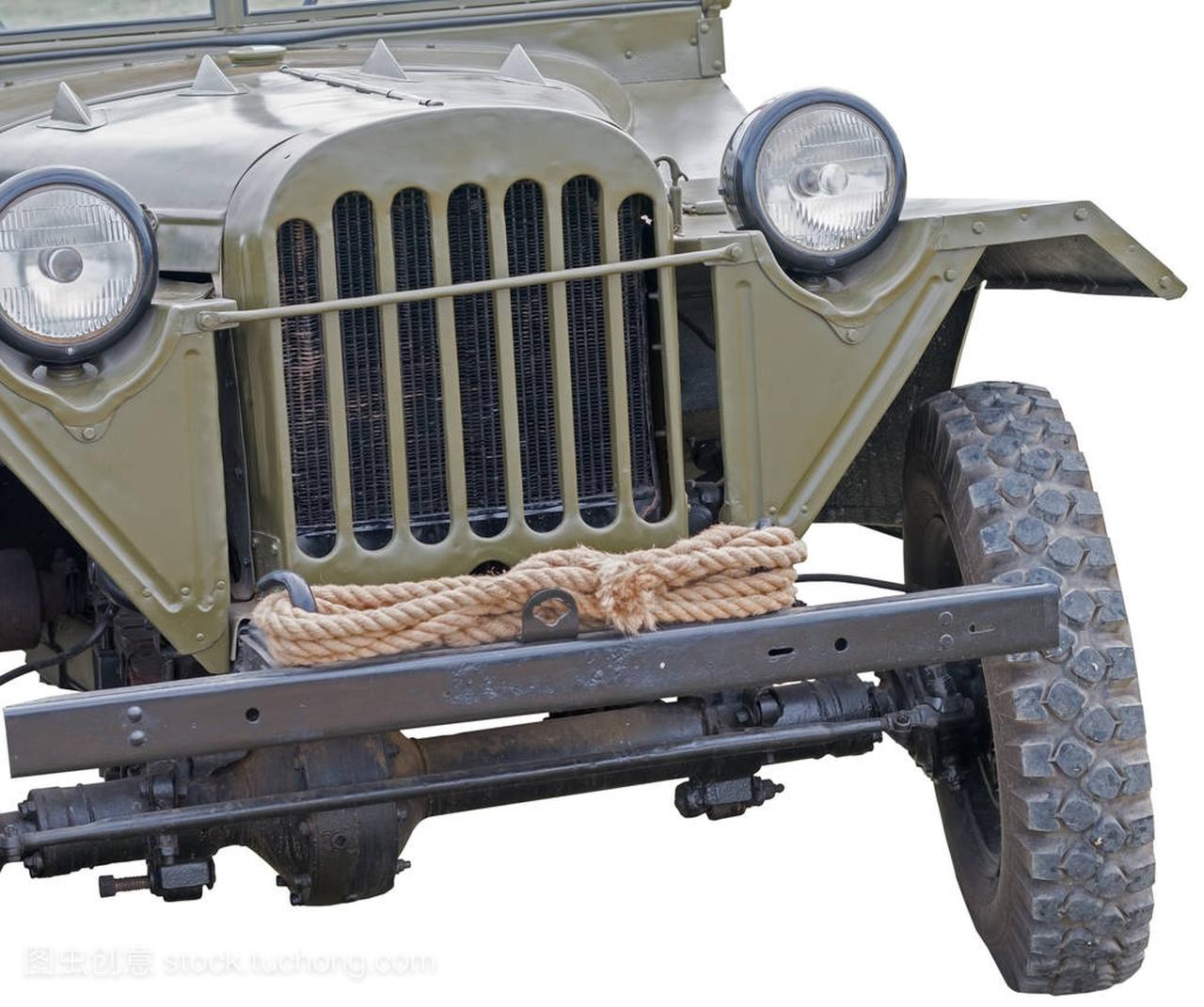 第二次世界大战时代军队吉普车上白
