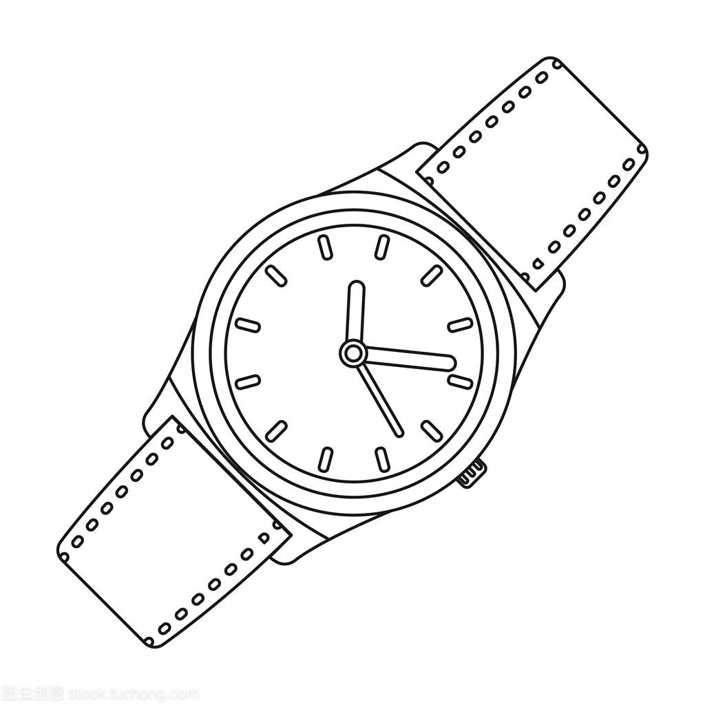 经典手腕的手表图标在白色背景上孤立的轮廓样