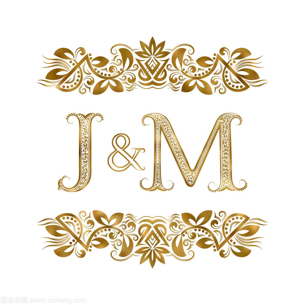 J 和 M 老式英文缩写标志符号。这些信件被包