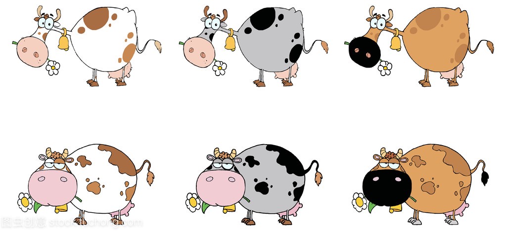 Cartoon Character Cows  Set