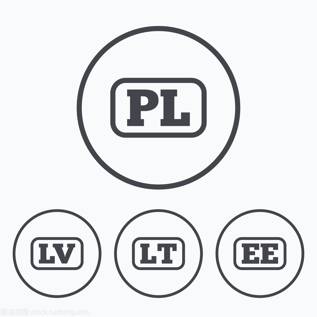 语言图标。Pl,Lv,Lt