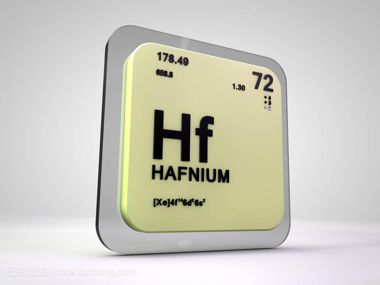 铪 Hf-化学元素周期表 3d 渲染