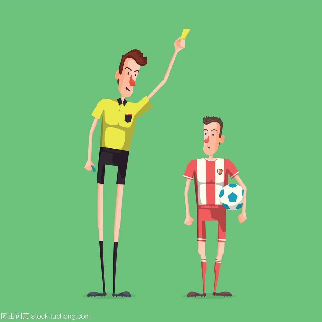 足球 \/ 足球裁判显示黄牌的球员与球