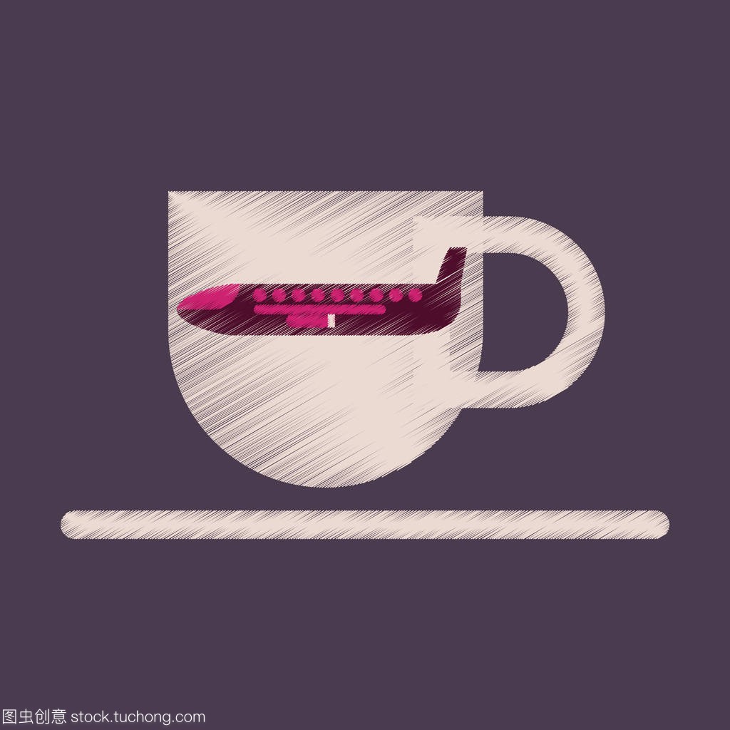 在底纹样式飞机杯咖啡平图标