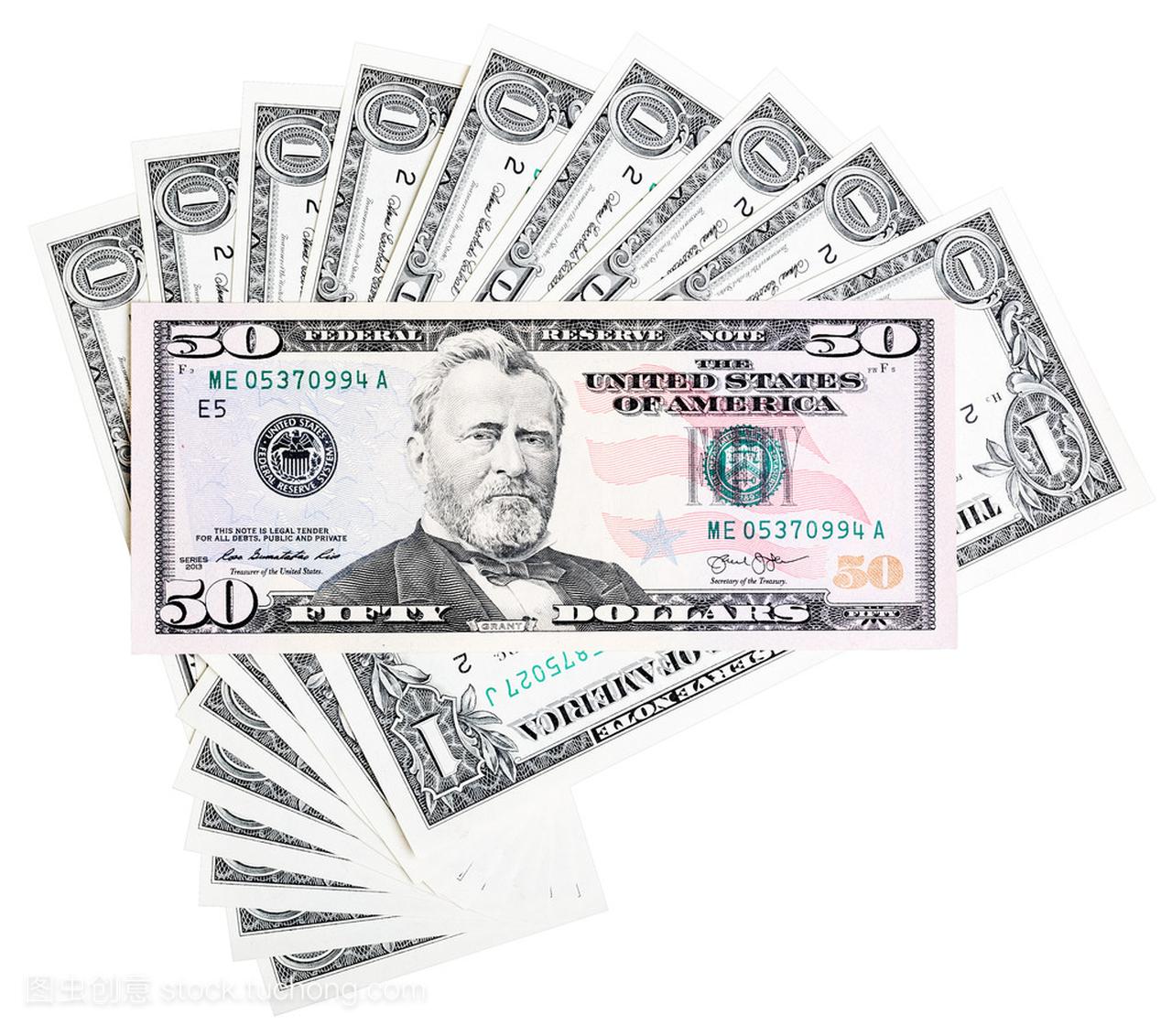 美国五十美元的钞票,抽象背景