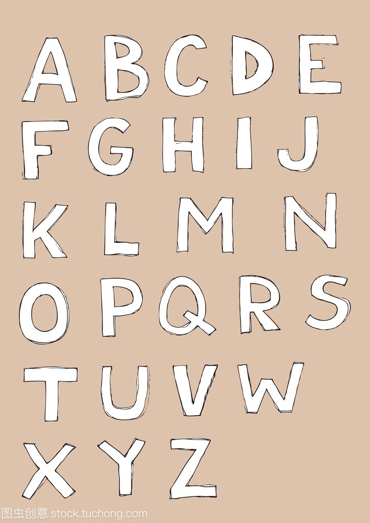 手绘大写字母的字体集