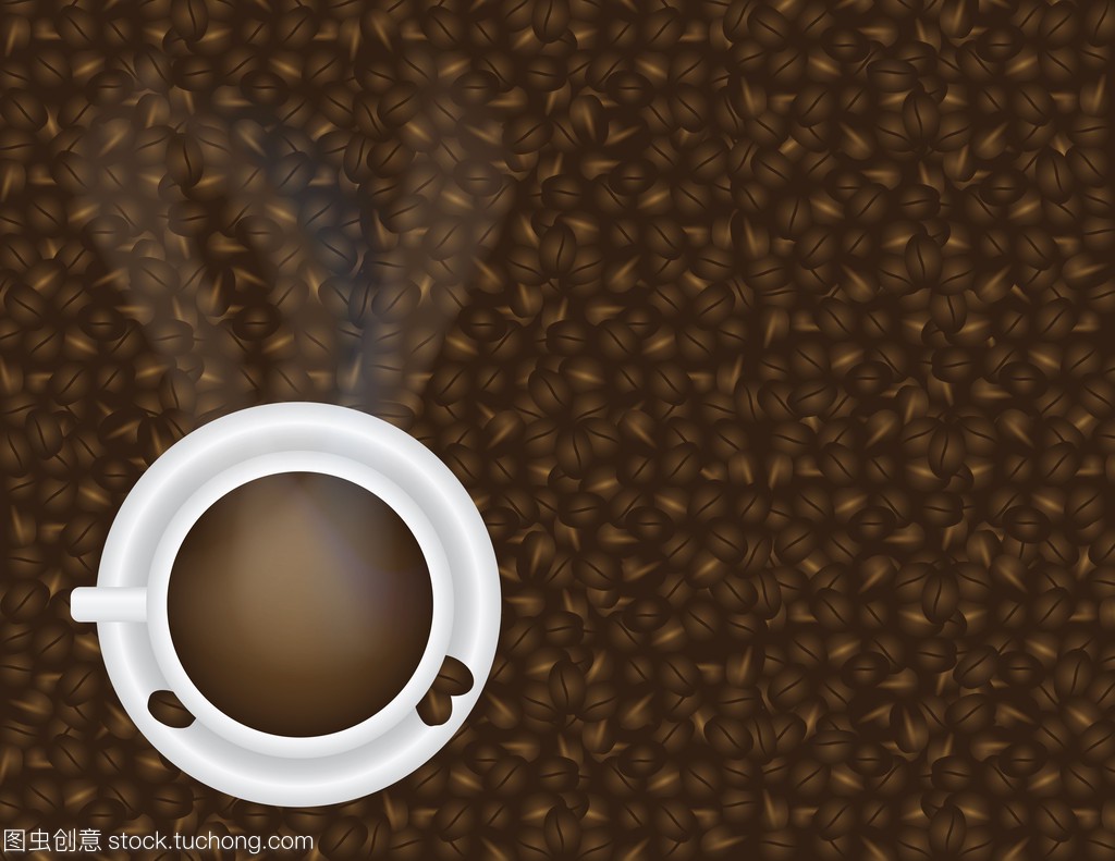 喝杯热咖啡和咖啡豆背景图