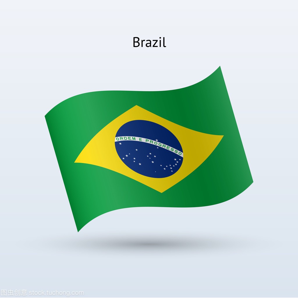巴西国旗挥舞窗体。矢量插画