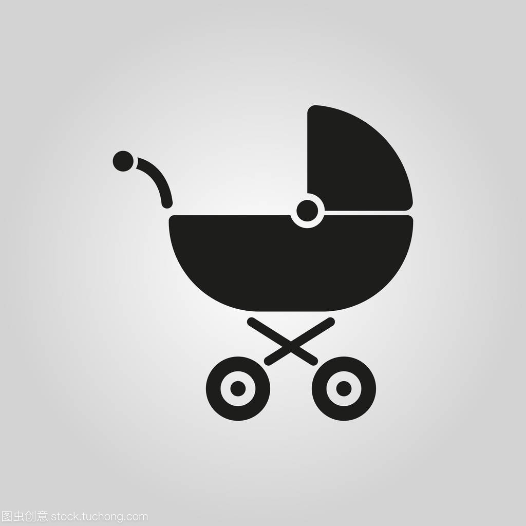 婴儿车图标。婴儿车矢量设计。童车符号。we