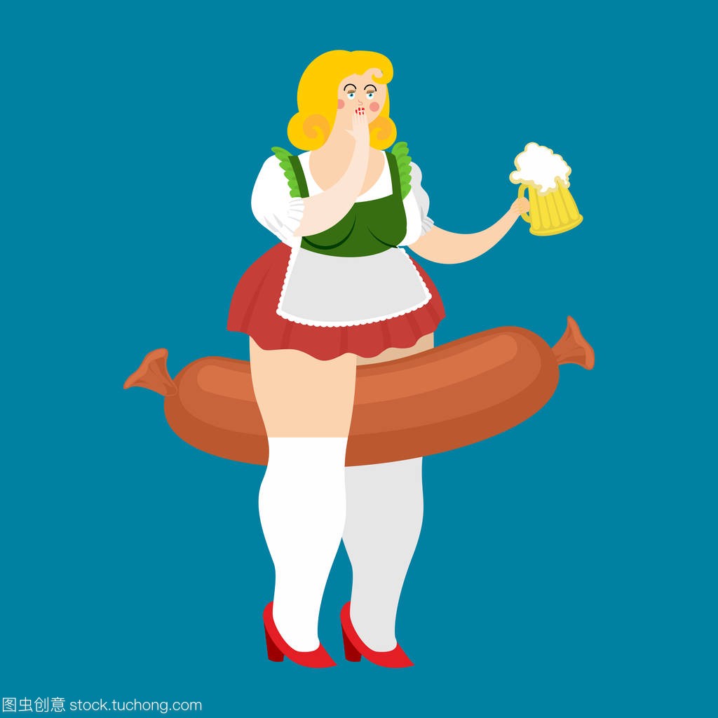 慕尼黑啤酒节女孩和香肠。德国国家啤酒节