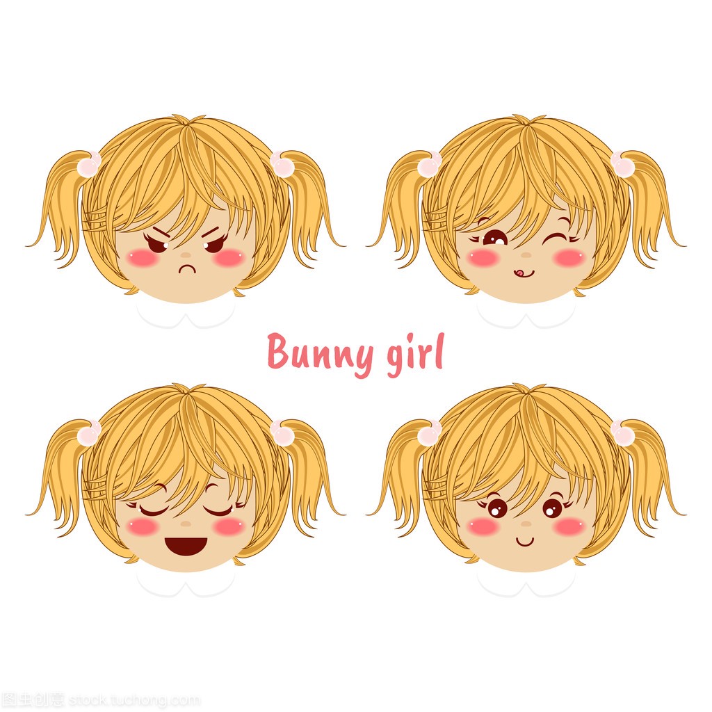Blonde baby girl with different funny, cute e