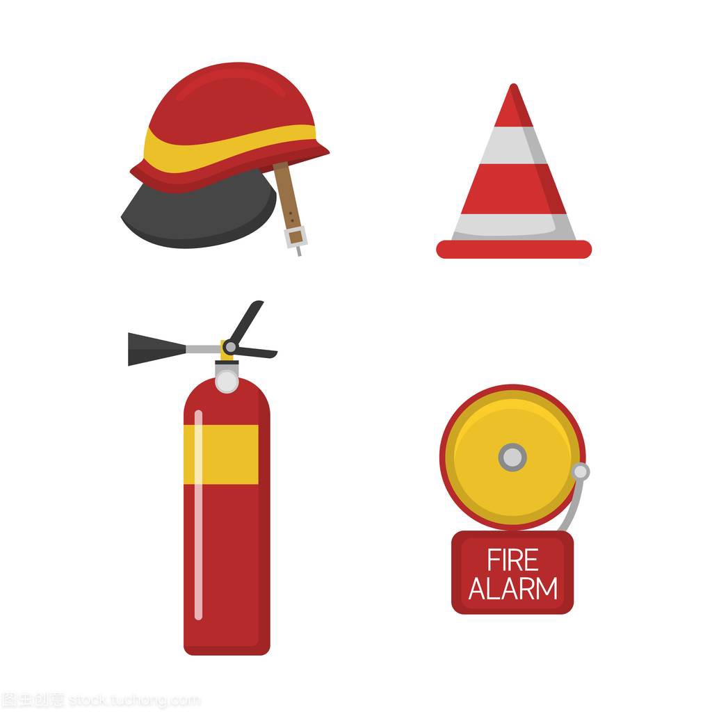 向量组的消防员消防安全图标