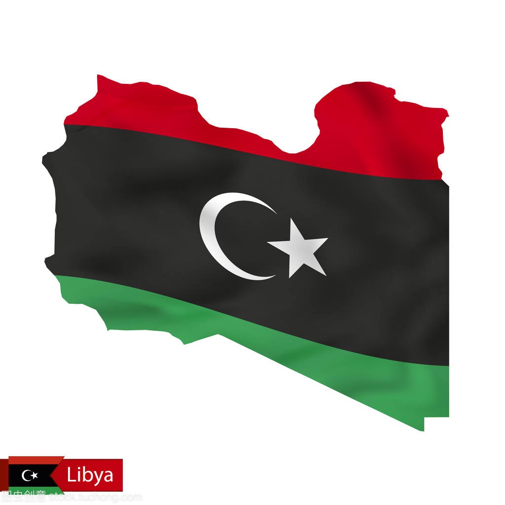 利比亚地图挥舞国旗的国家