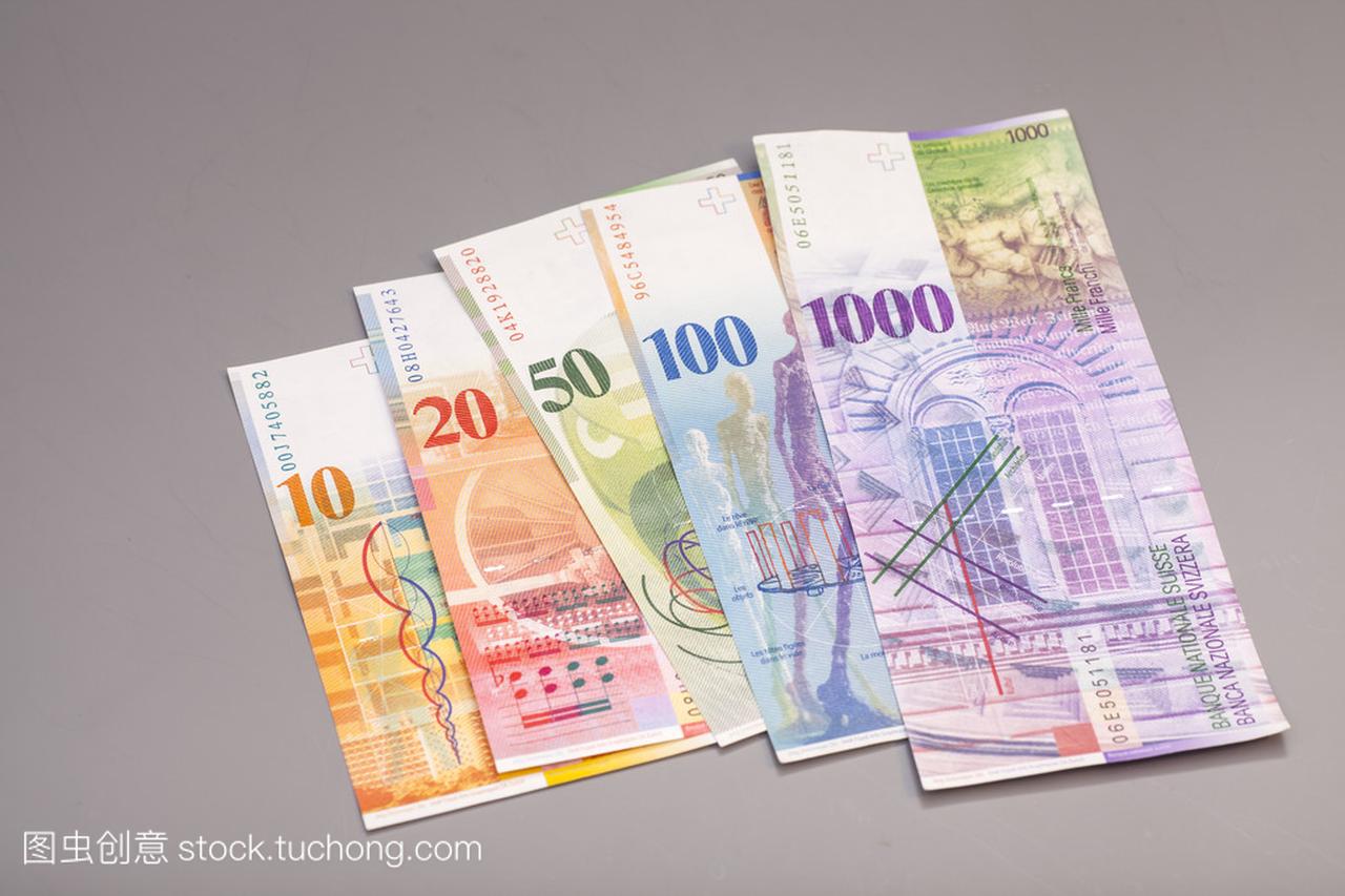 瑞士法郎,瑞士的货币上灰色孤立