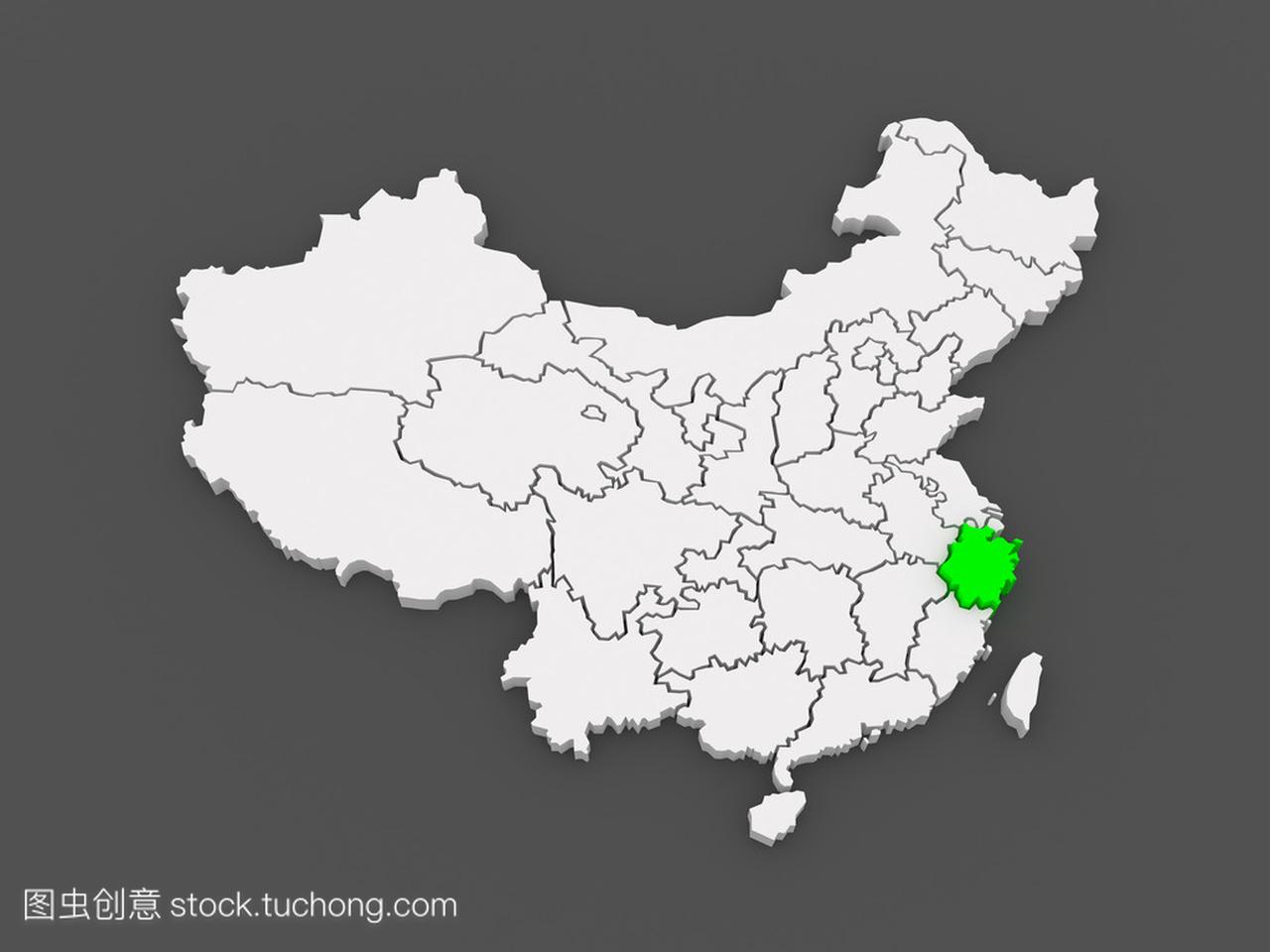 浙江省的地图。中国