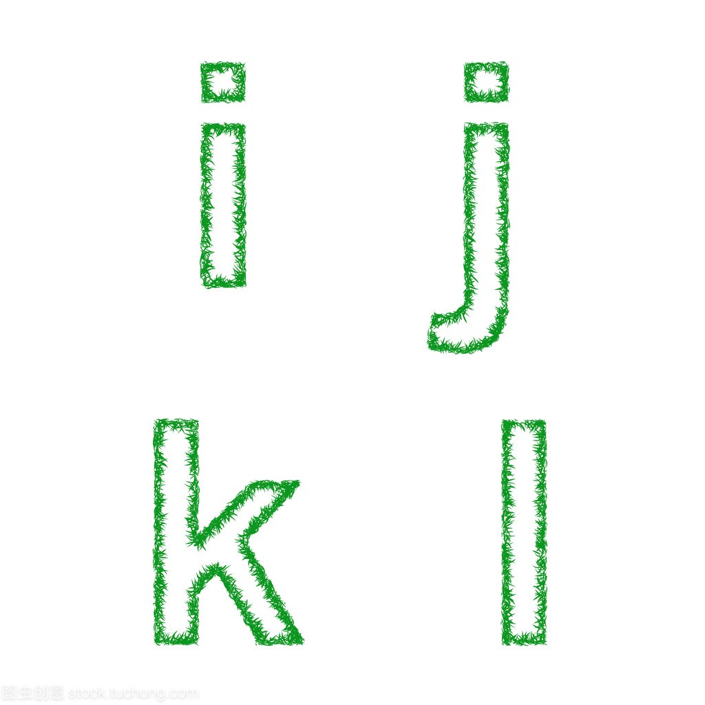 绿草字体集-小写字母、 j、 k、 l