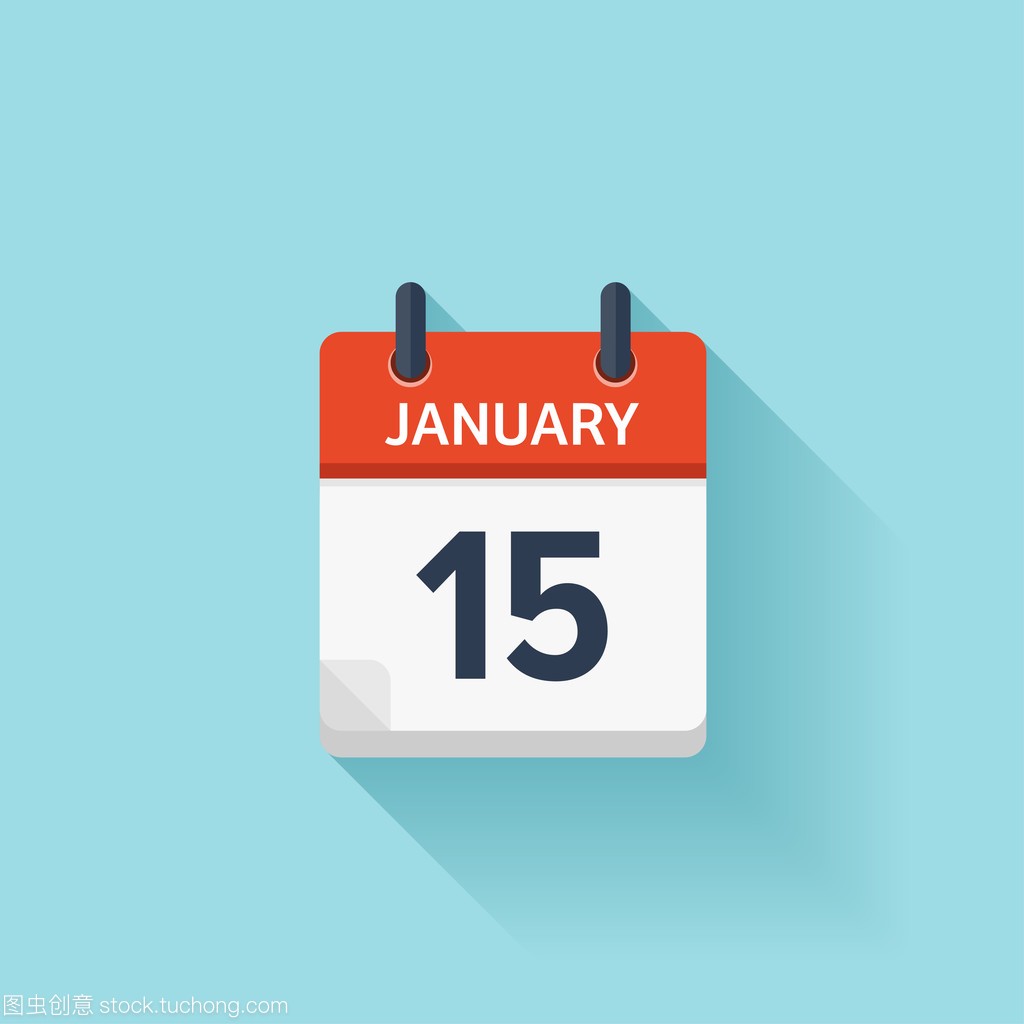 January 15. Vector flat daily calendar icon. Date