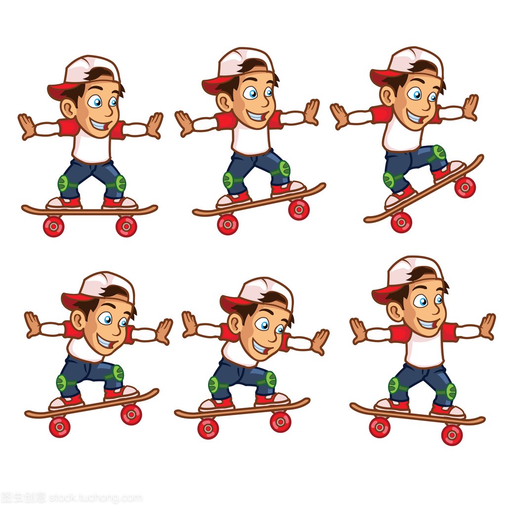 跳跃游戏的高动画雪碧的滑板男孩