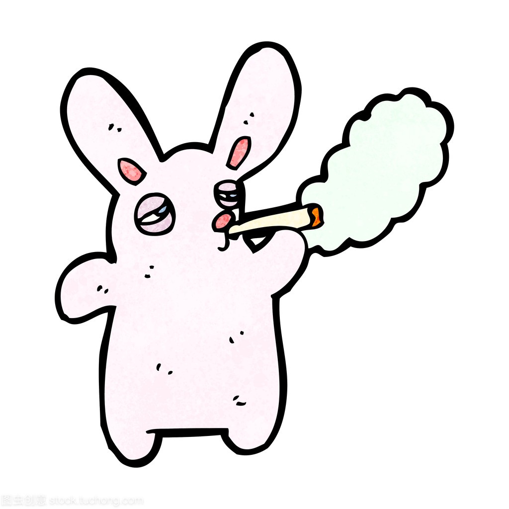 吸烟的兔子插画图片素材_ID:108200082-Veer图库