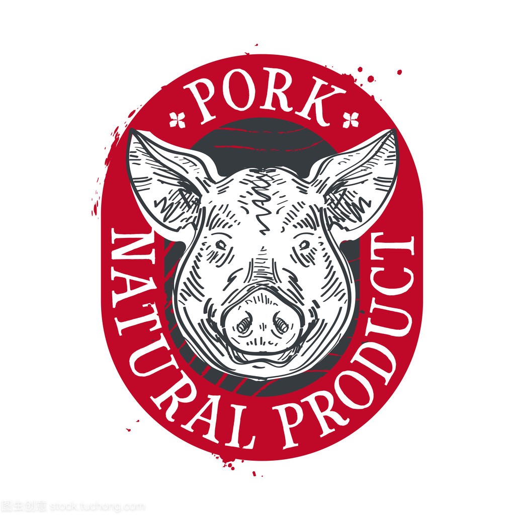 猪肉矢量 logo 设计模板。猪或肉的图标