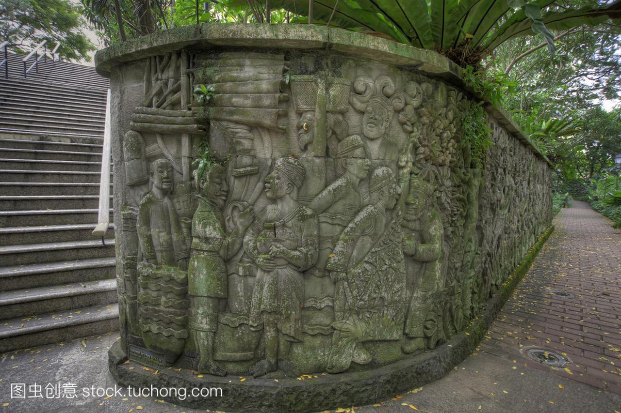 巴厘岛的石头墙上雕刻 2