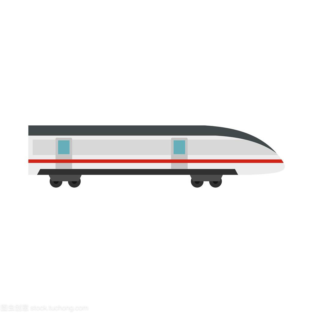 现代高速火车图标,平面样式