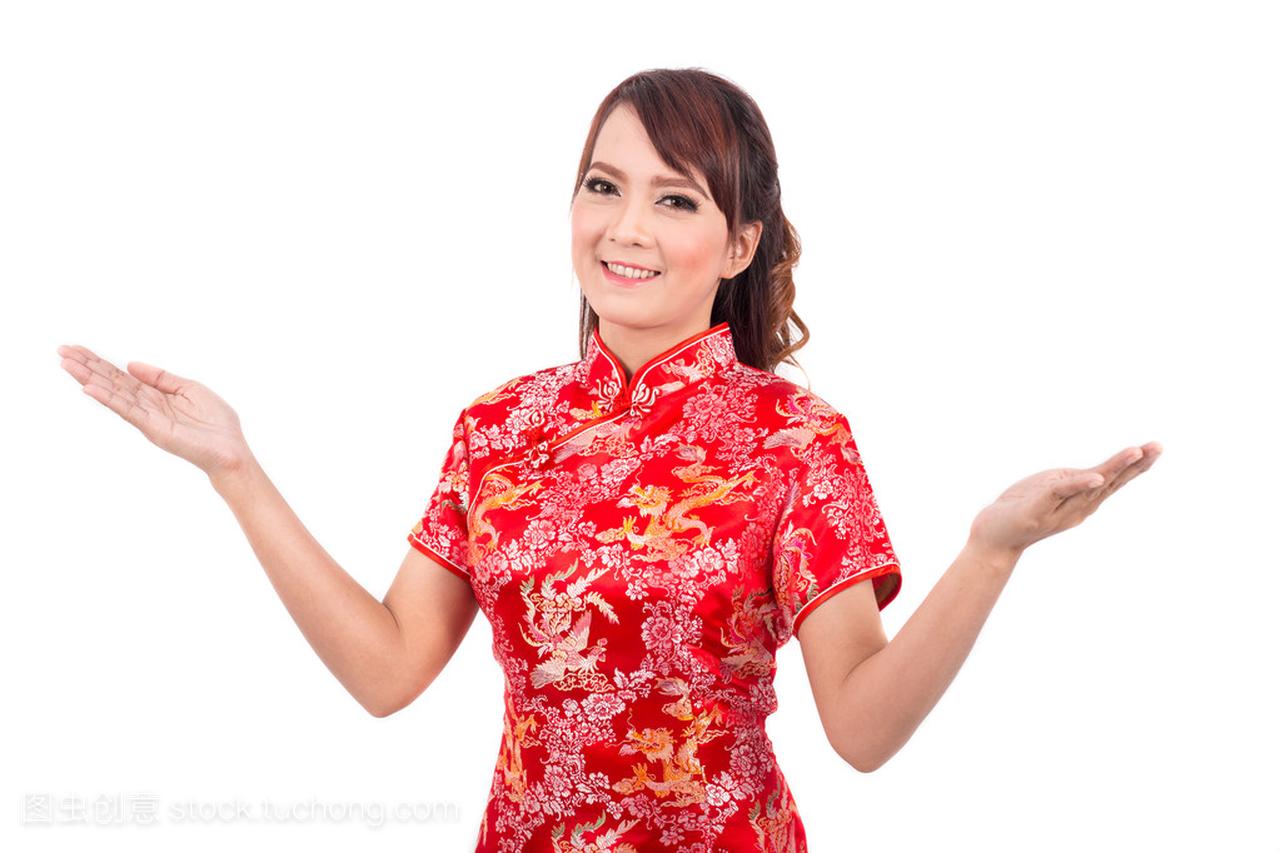 Asian Chinese girl greeting in Traditional 