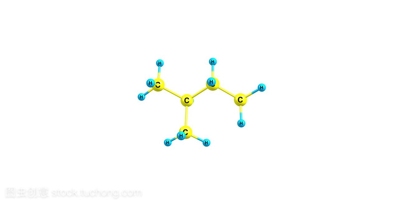 异戊烷分子结构上白色孤立