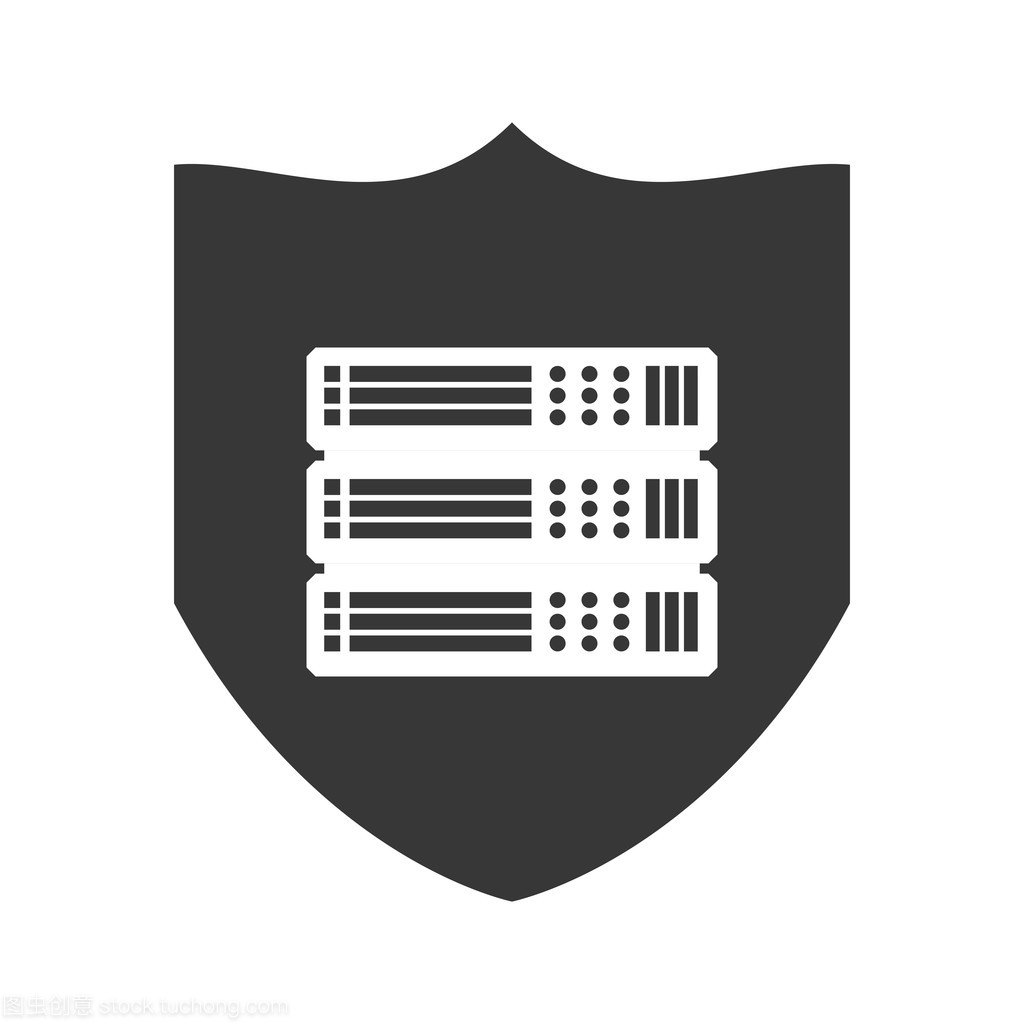 盾牌数据中心安全系统保护图标。矢量图