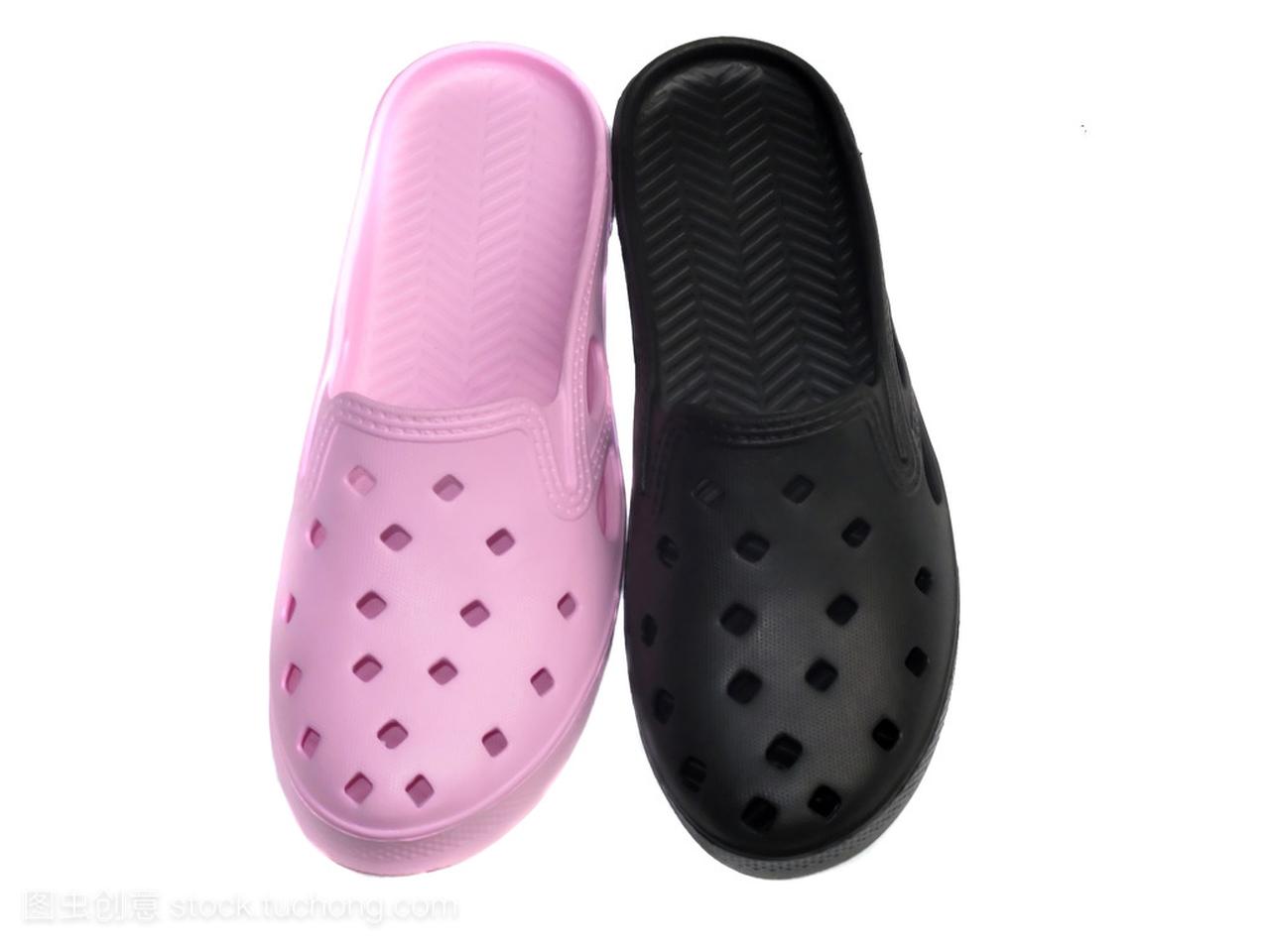 黑色和粉红色的 phylon 或 eva 鞋